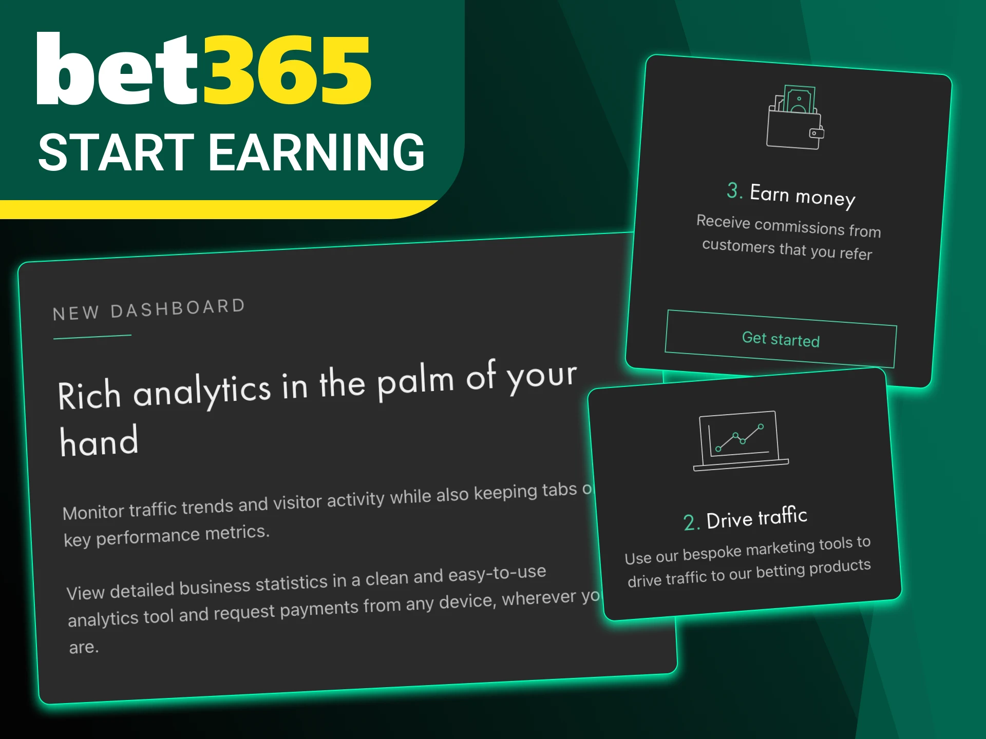Start earning today with the Bet365 Affiliate program.