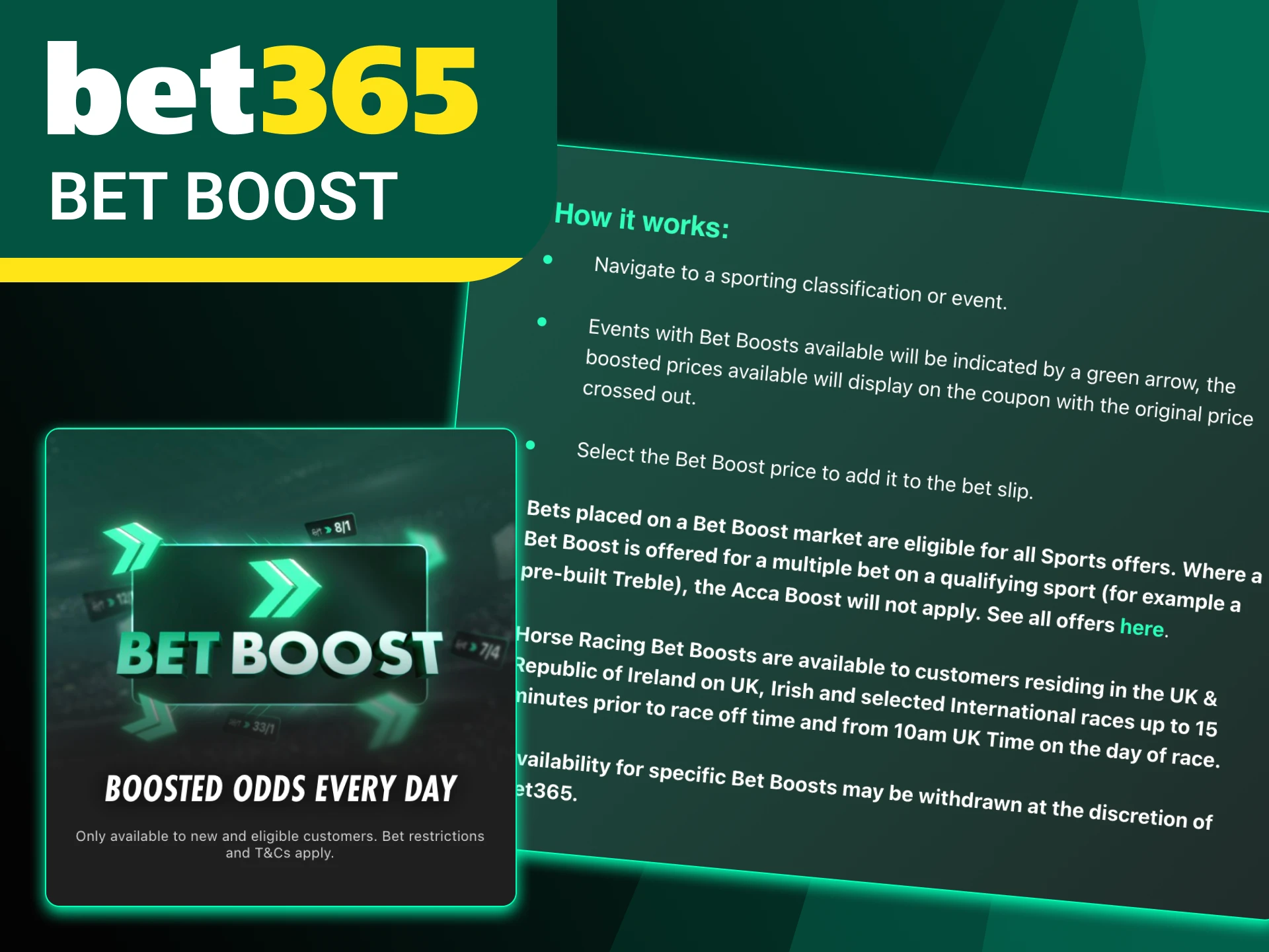 Start a successful career at Bet365 with the Bet Boost bonus.