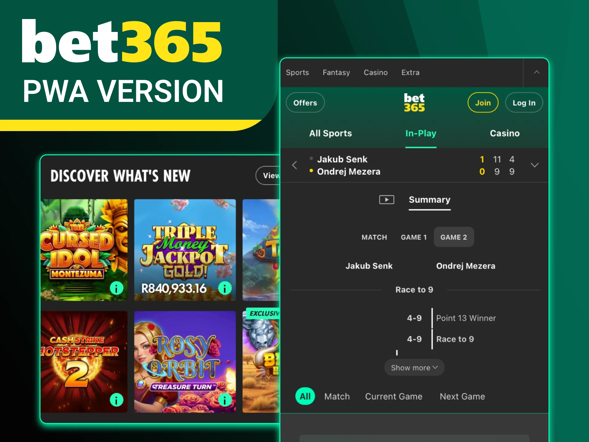 Start betting with the mobile version of the Bet365 website.