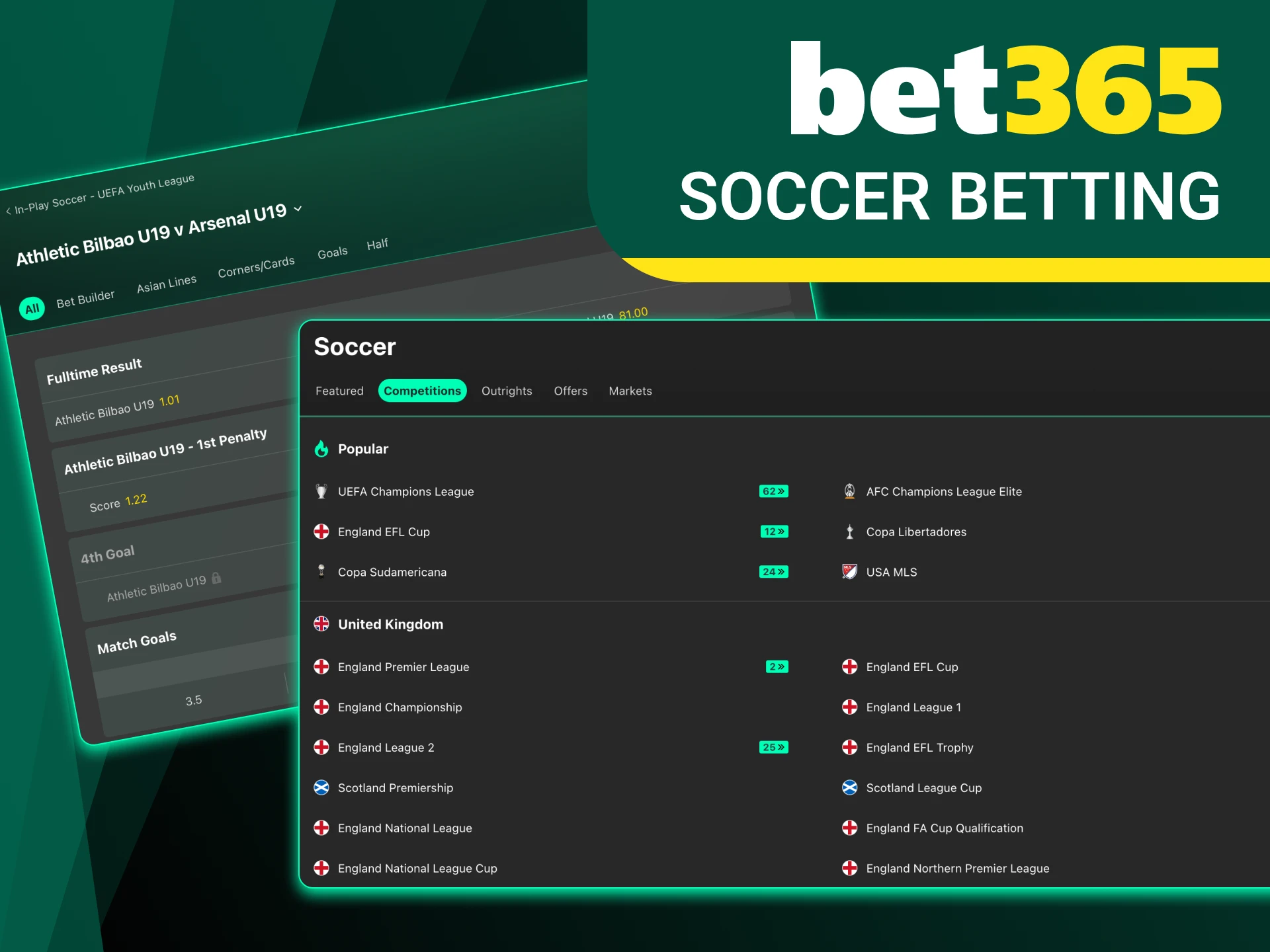 Predict soccer match outcomes at Bet365.