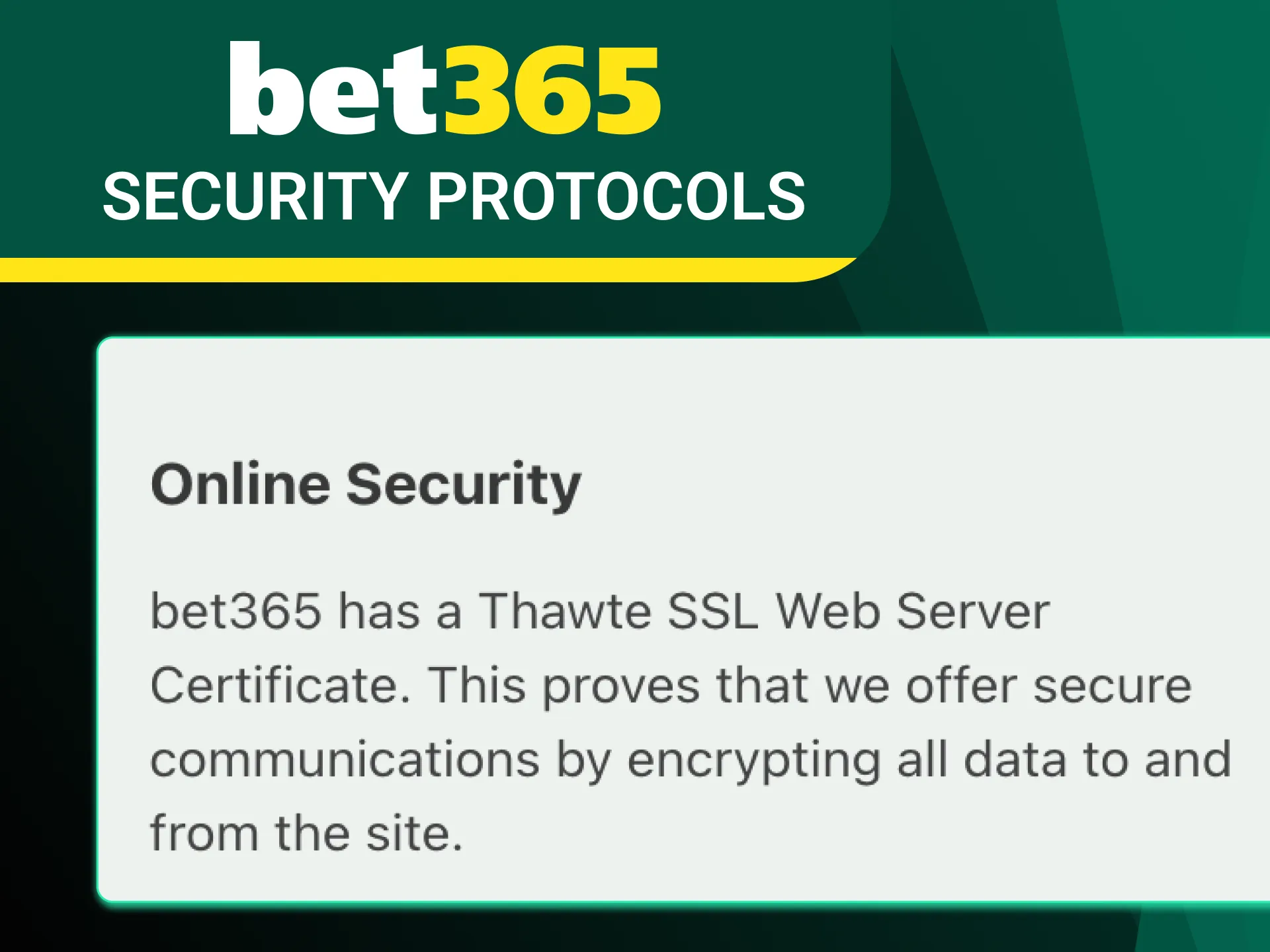 Bet365 protects your play so you focus on winning.