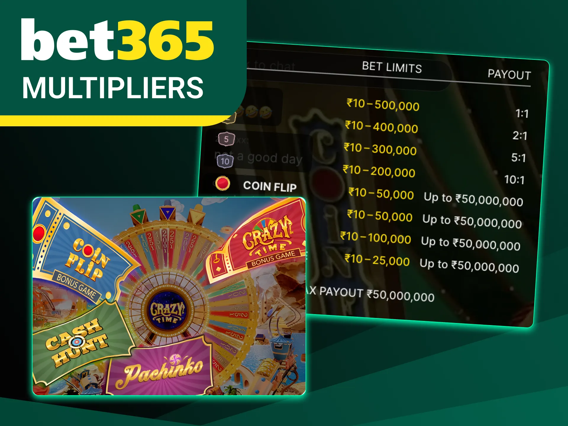 Use the multiplier in the Crazy Time game at Bet365 online casino.