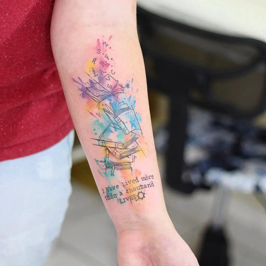 Colored-books-tattoo