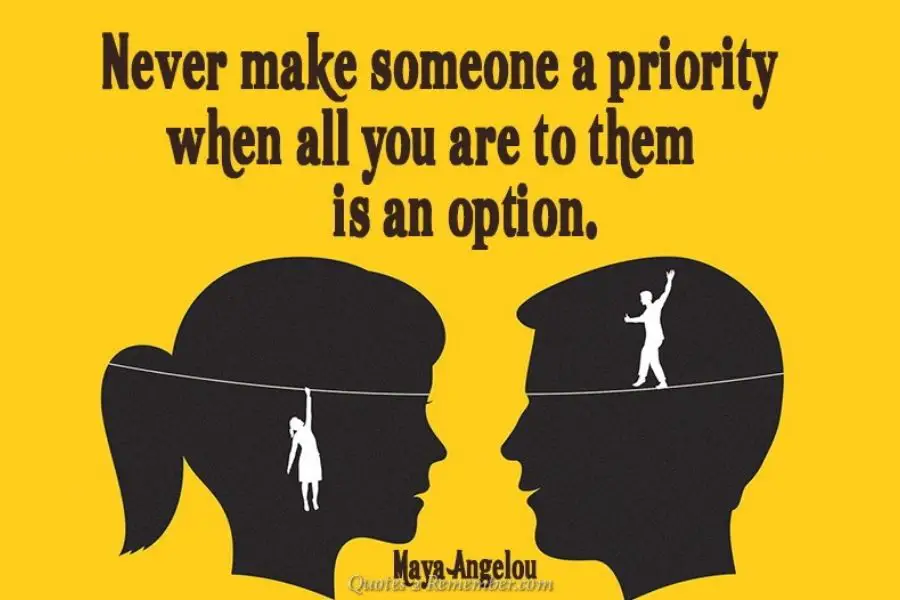 Never make someone a priority when you are an option for them